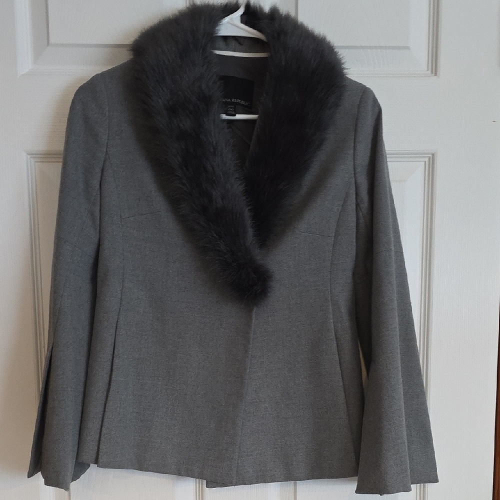 Banana Republic Charcoal Blazer with Plush Collar